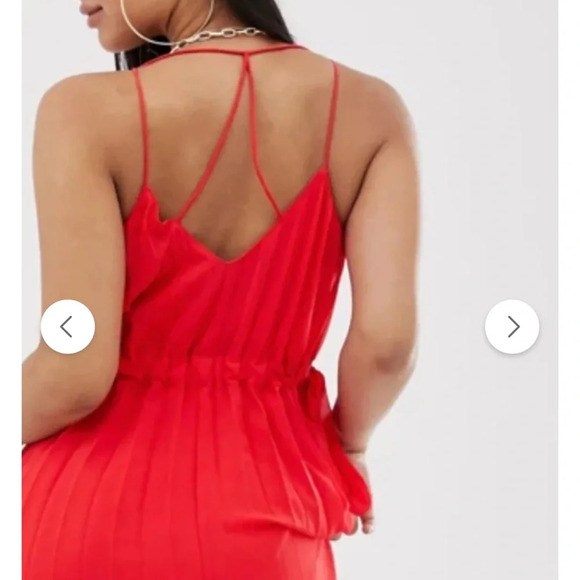 ASOS Pleated Dress Red Mini Valentines Sexy Date Summer Wedding Guest Easter - Picture 8 of 8